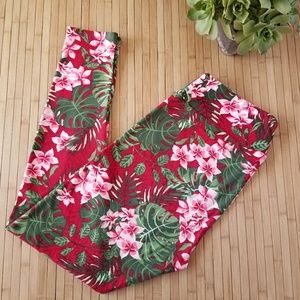 EUC Lularoe TC Leggings Tropical Plumeria